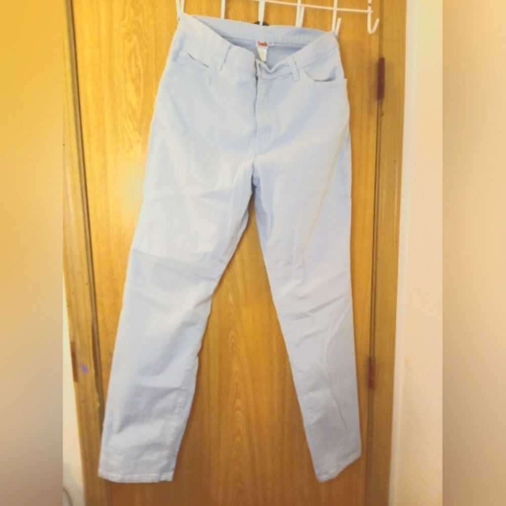 Tianello Vintage Women's Robin's Egg Blue stretch cotton high waist XL 32 In - Picture 2 of 9